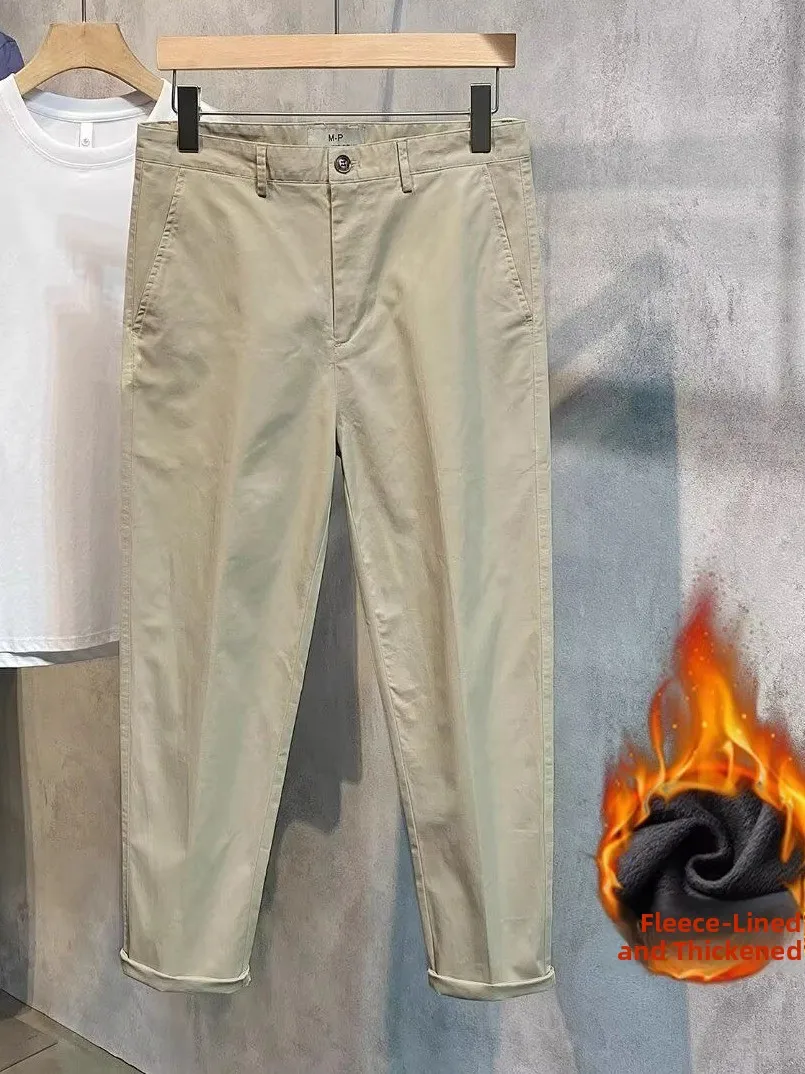 

Faionable мужские хлопковые осенне-зимние повседневные брюки Thiened Fce на подкладке, облегающие корейские дышащие удобные брюки