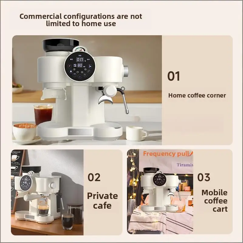 Semi-automatic coffee machine extraction steam milk frother grinding integrated 58MM household semi-commercial grade