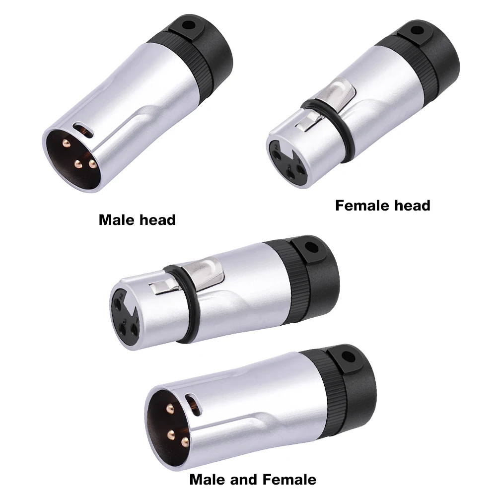 Male/Female XLR Audio Plug Adjustable 90° Right Angle XLR Connector Plug Gold Plated Audio Mic Microphone DMX Plug Jack Socket