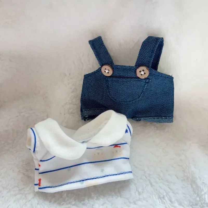Hot Labubu Poppenkleertjes Mode Kleding Revers T-shirt Jeans Voor 17 cm Poppenkleertjes Poppen Accessoires Schattige Kleine Kleding