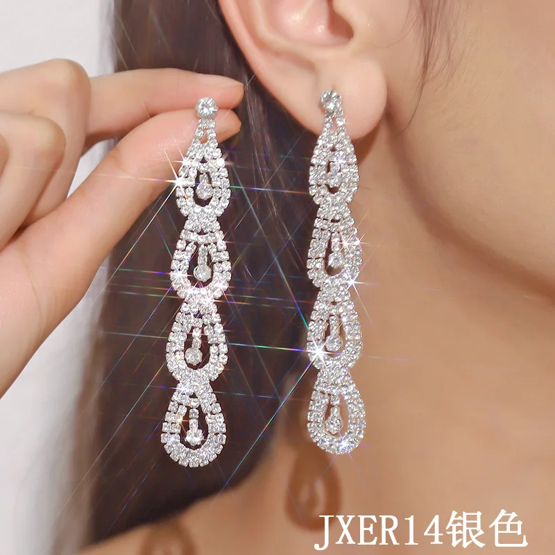 Claw Chain Series Rhinestone Earrings for Women Sparkling Full Rhinestone Dangle Earrings Earrings Dinner All-Match Earrings Ear
