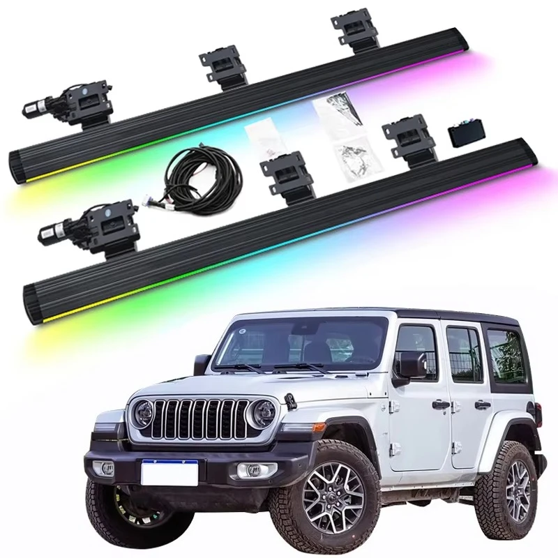 

LED Colorful Lighting Electric Power Running Board Electric Side Steps for Wrangler JL 4 Door 2018-2024