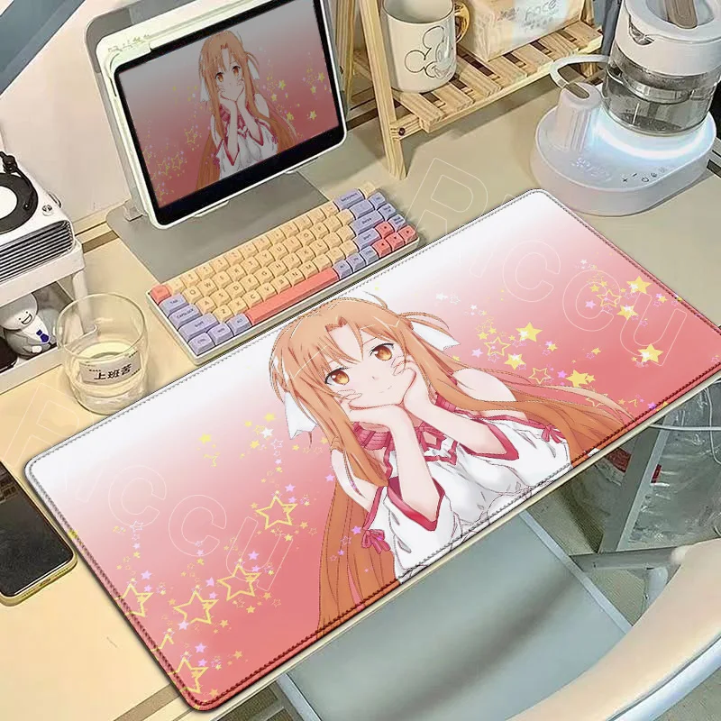 جديد حار أنيمي ساو حصيرة مكتبية Kawaii فتاة Asuna ماوس الوسادة كمبيوتر محمول الألعاب مكتب الكمبيوتر لوحة المفاتيح منصات الجدول كبير المطاط ماوس #3