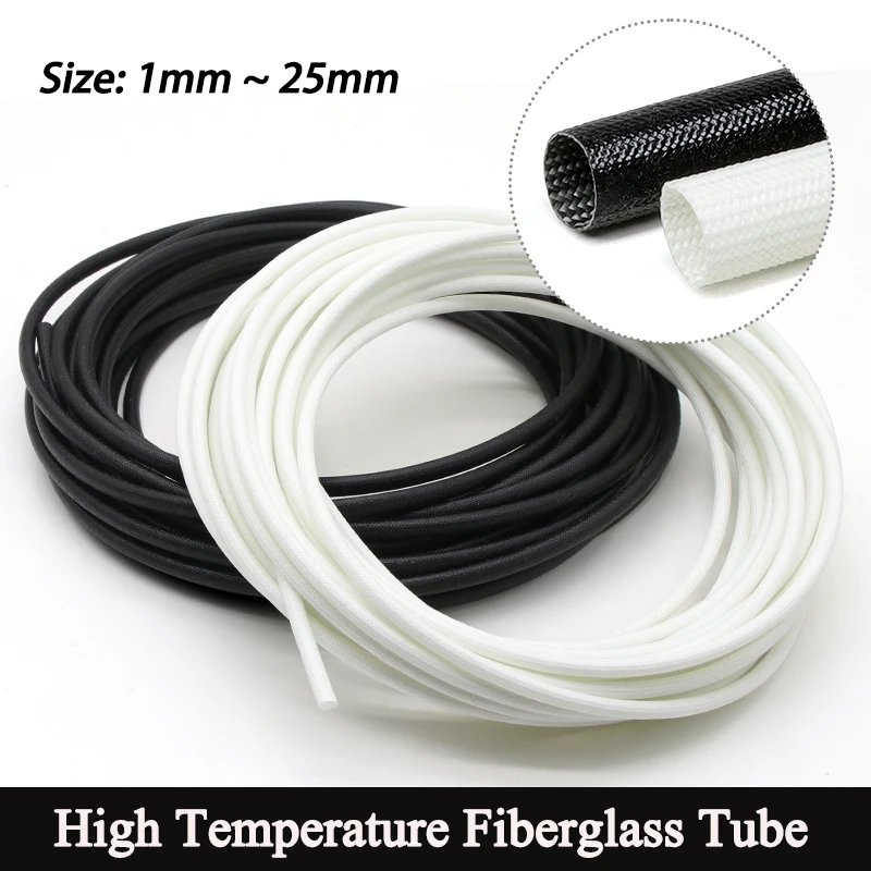 

Braided Fiberglass Tube 1mm~25mm High Temperature Flame Resistant Silicone Resin Fiber Glass Insulate Cable Wire Protect Sleeve
