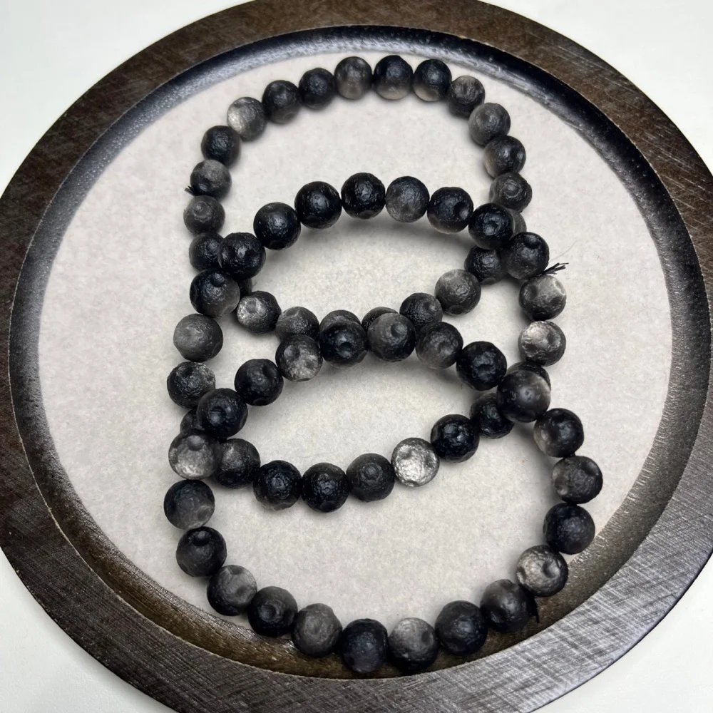 Hot Sale Natural Silver Obsidian 8mm Round Beads Bracelet Elastic Stretch Healing Energy Gemstone Unisex Jewelry