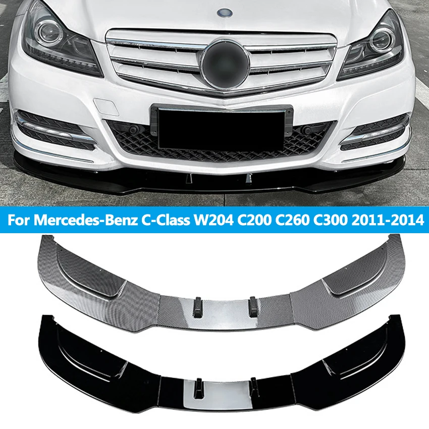 

Car Front Bumper Lip Splitter Spoile Spoiler ABS Carbon Fiber For Mercedes-Benz C-Class W204 C200 C260 C300 2011-2014