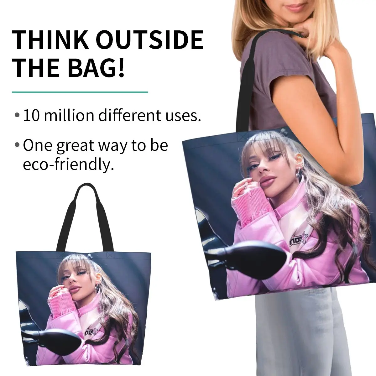 Ayliva Cool Singer Shopping Tote Bag Canvas Large Capacity Shoulder Bags Shopper Grocery Handbag for Women