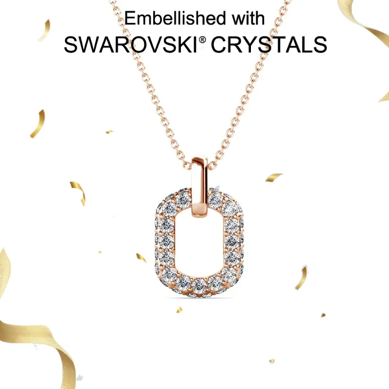 

Daisini Ожерелье с подвеской из стерлингового серебра 925 пробы с геометрическим дизайном и кристаллами Сваровски, ювелирные изделия из настоящего золота 18 карат для женщин