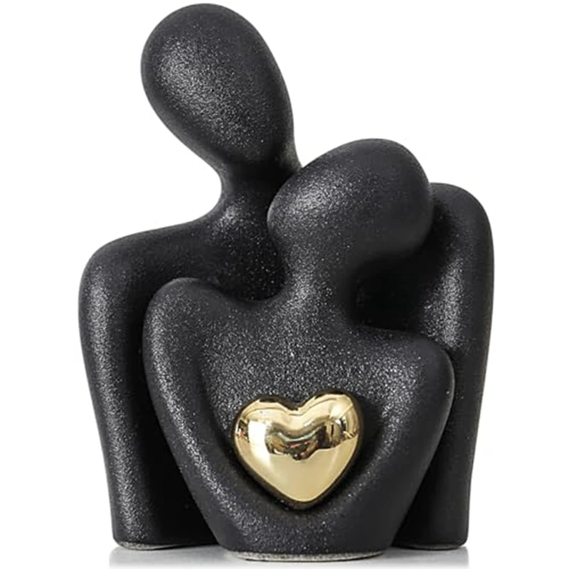 Mini Abstract Sculpture Home Decor Knick Knacks Couples Love Office Show Pieces Black A