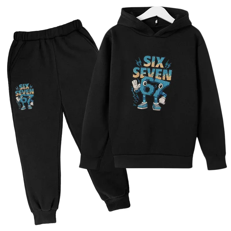 Fashion 67  Kid's Clothes Hoodie+Pants Suit Spring Autumn six seven meme Tracksuit 2pcs Set 3-12 Years Children zipper hoodies