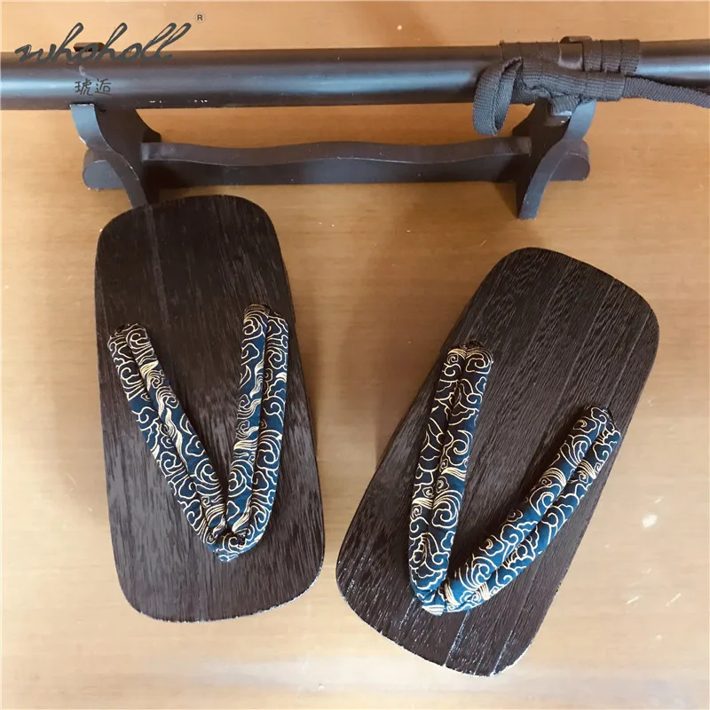 WHOHOLL Geta Japanese Samurai Geta Clogs Shoes Man Flip-flops Slippers High Bottom Wooden Slipper Animation Cosplay