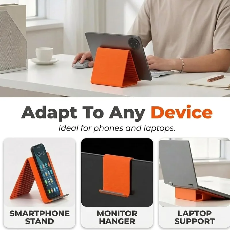Imagen 6: Soporte de silicona plegable y flexible para teléfono, soporte de escritorio portátil ajustable de múltiples ángulos para iPhone, iPad, portátil, tableta, hogar y oficina