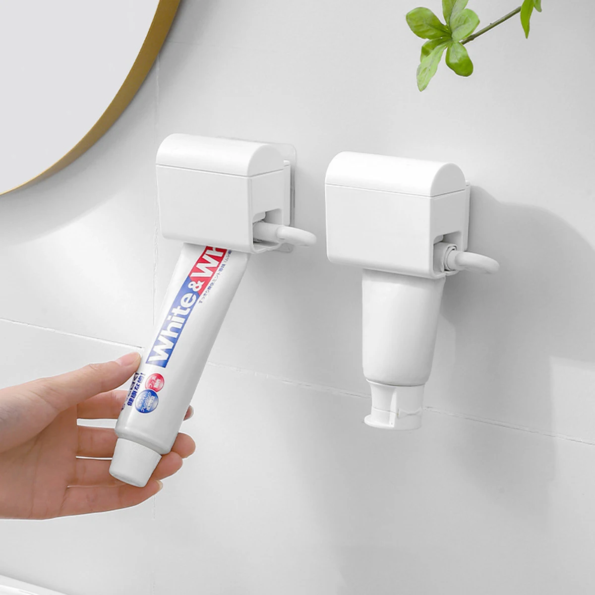 Wall-mounted Toothpaste Squeezer Bathroom Accessories Toothpaste Dispenser Holder Self-adhesion Waterproof Toothbrush Organizer