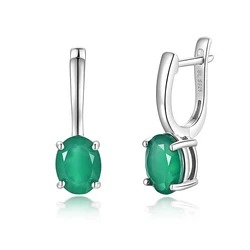 Simple design summer new natural green agate earrings women 925 sterling silver fashion elegant jewelry
