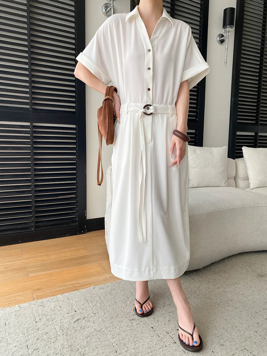 Frühlings- und Sommerkleid für Damen, lässig, einfarbig, bequem, tailliert, figurbetont. – Detail 10