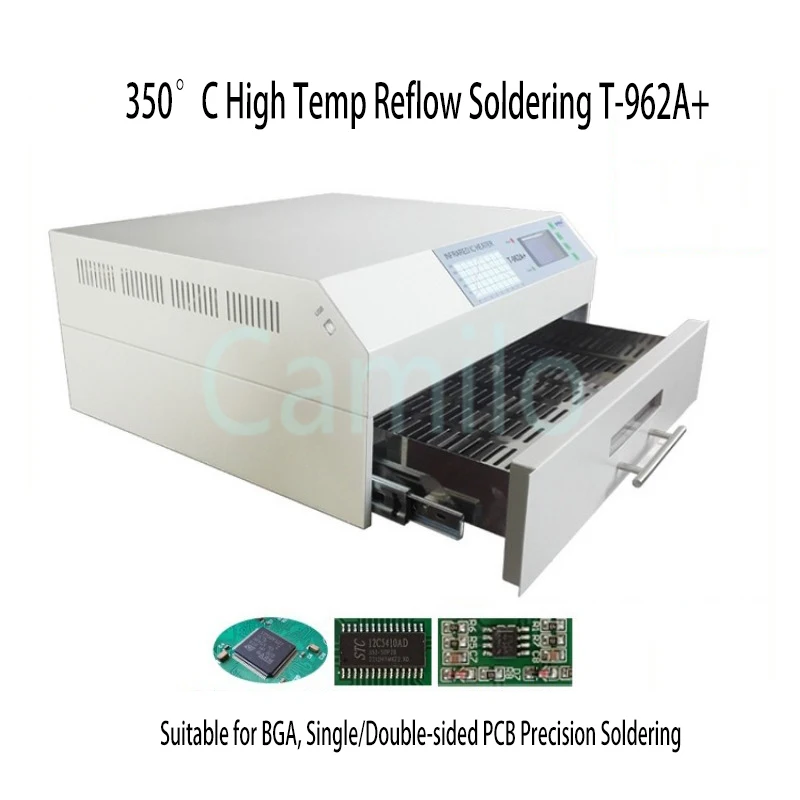 PUHUI T-962A+ SMT Reflow Oven, Infrared IC Heater for Chip LED PCB, Large Soldering Machine, PC Connection Available