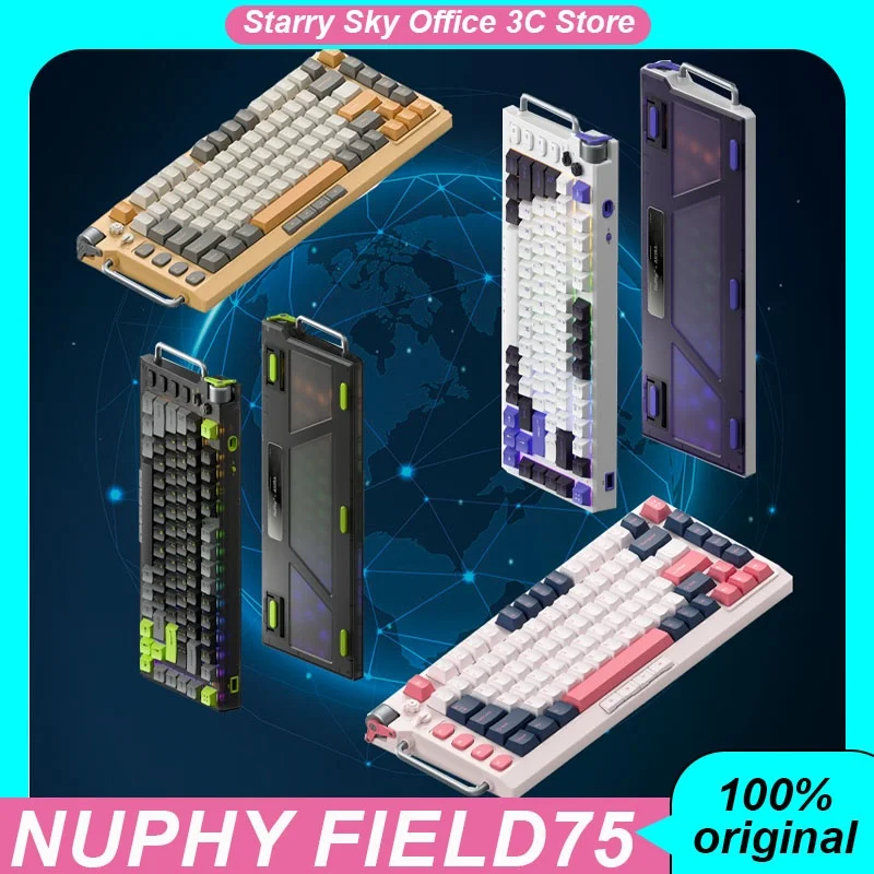 

Механическая клавиатура Nuphy Field75, беспроводная Bluetooth, 3 режима, функциональный металлический ролик, с возможностью горячей замены, RGB, индивидуальная игровая клавиатура