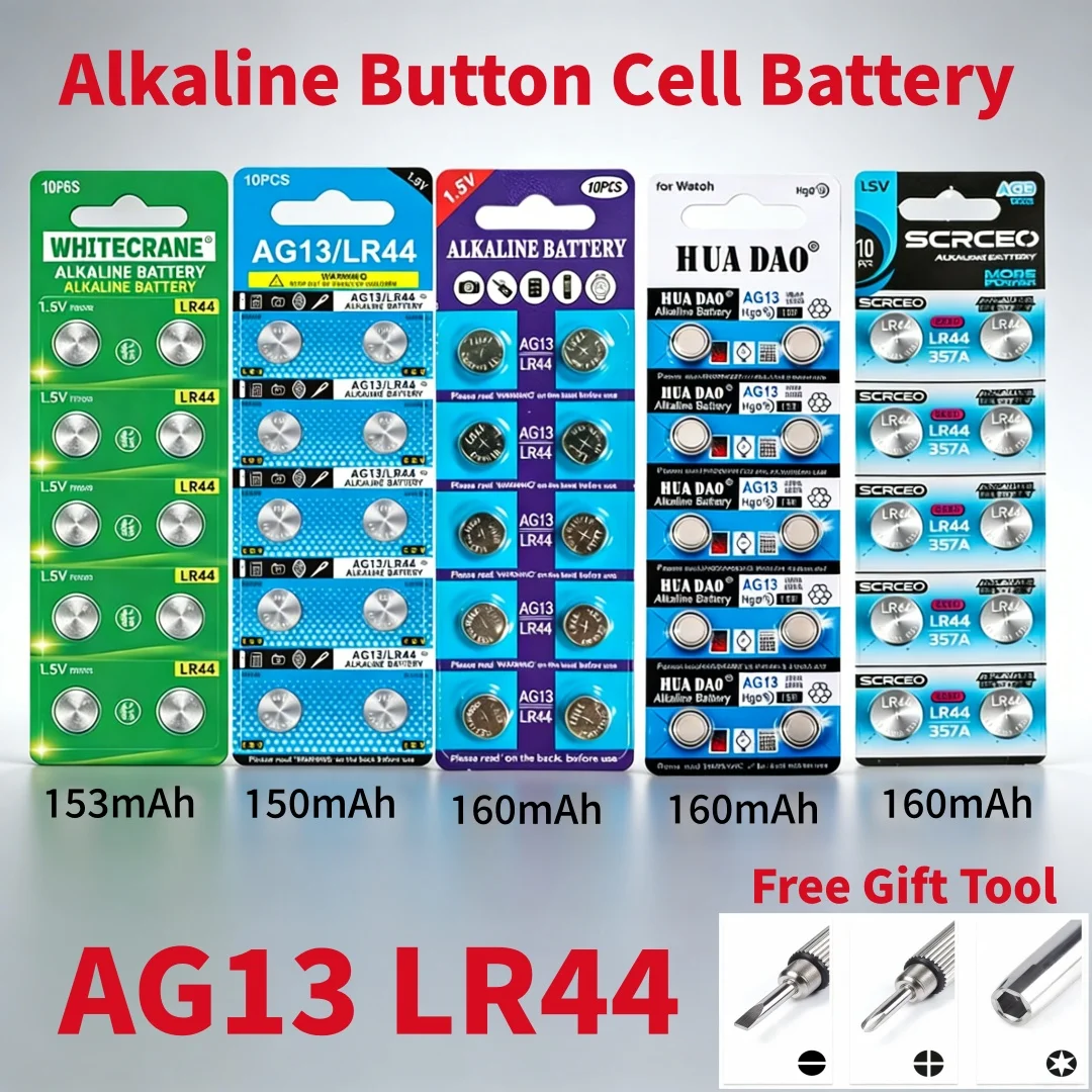 

Hot-Selling Models LR44 AG13 Button Cell Battery 357 SR44 LR1154 Button Coin RW82 SR1154 SP76 Batteries for Watch Toys Remote
