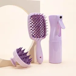 Shampoo Brush Scalp Massage Spray Bottle Dispenser Bottle Hollow Comb Styling Comb Hair Set