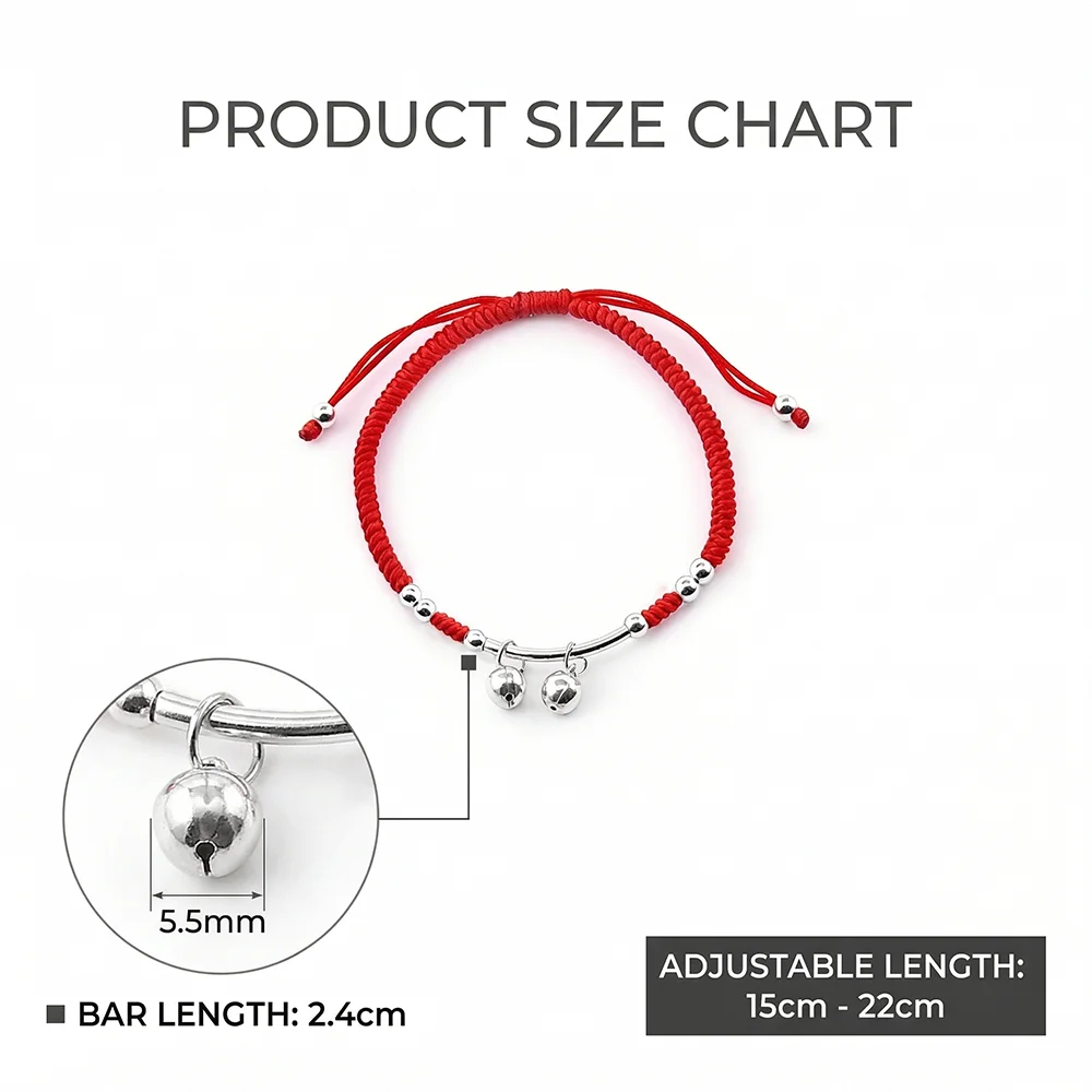 La Monada 14-22cm Double Bell Red Thread For Hand 925 Sterling Silver Bracelet Red String Rope Bracelets For Women Silver 925