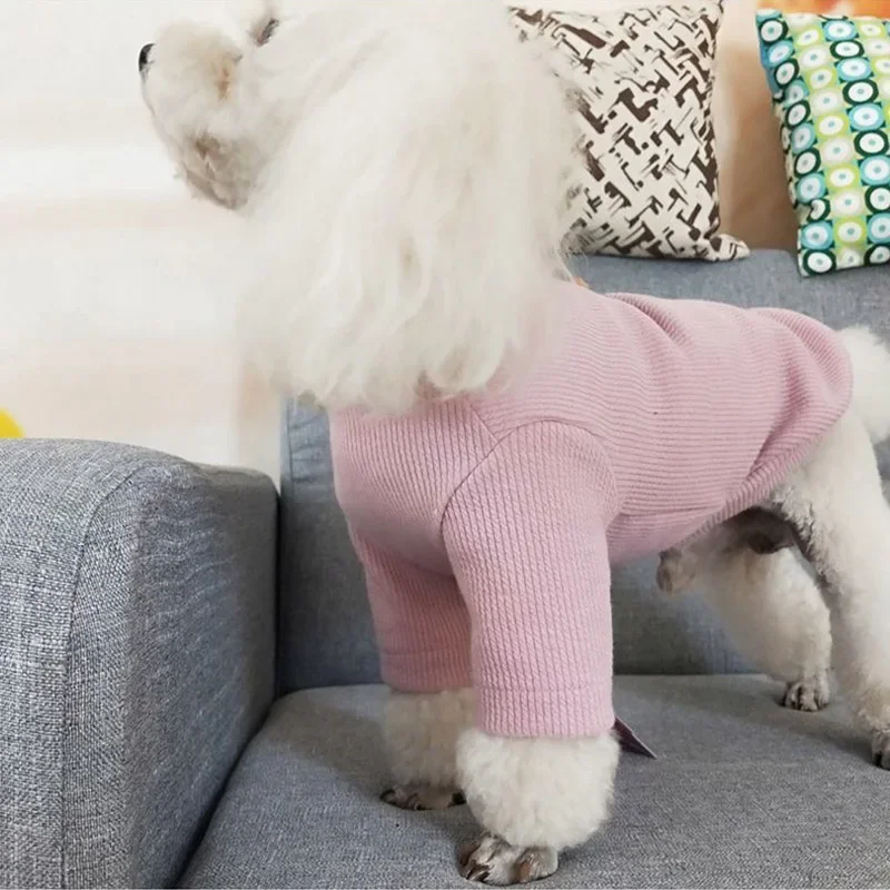 High Collar  Elastic Bottoming Shirt  Pet Dog Striped Clothes Puppy Cotton  Warm Sweater for Dogs Cats Pullover Cosstume Apparel