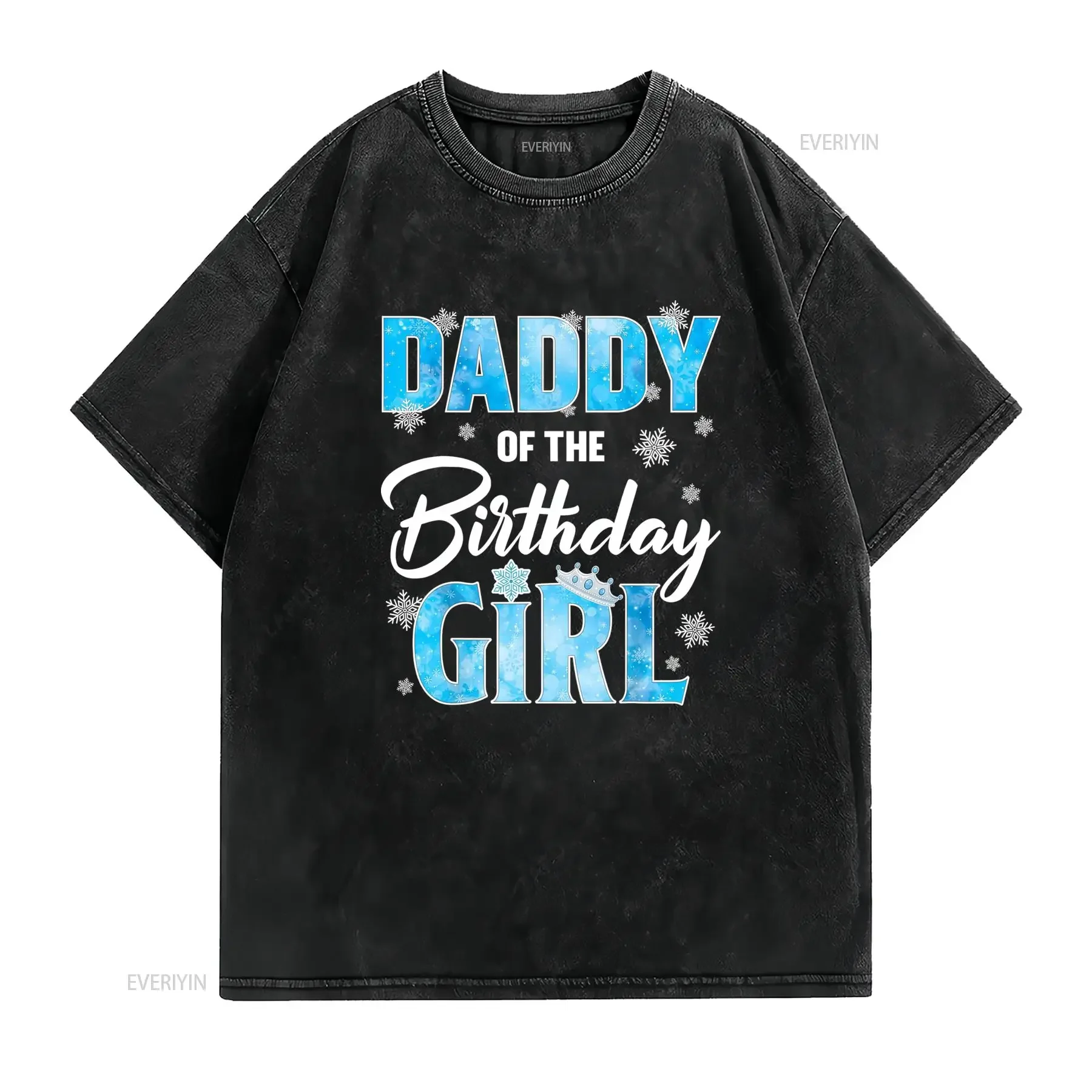Maglietta Uomo Papà della Festeggiata 220Gsm Pesante Collo Tondo Casual con Scritte a Fiocco di Neve Blu Completo per vintage