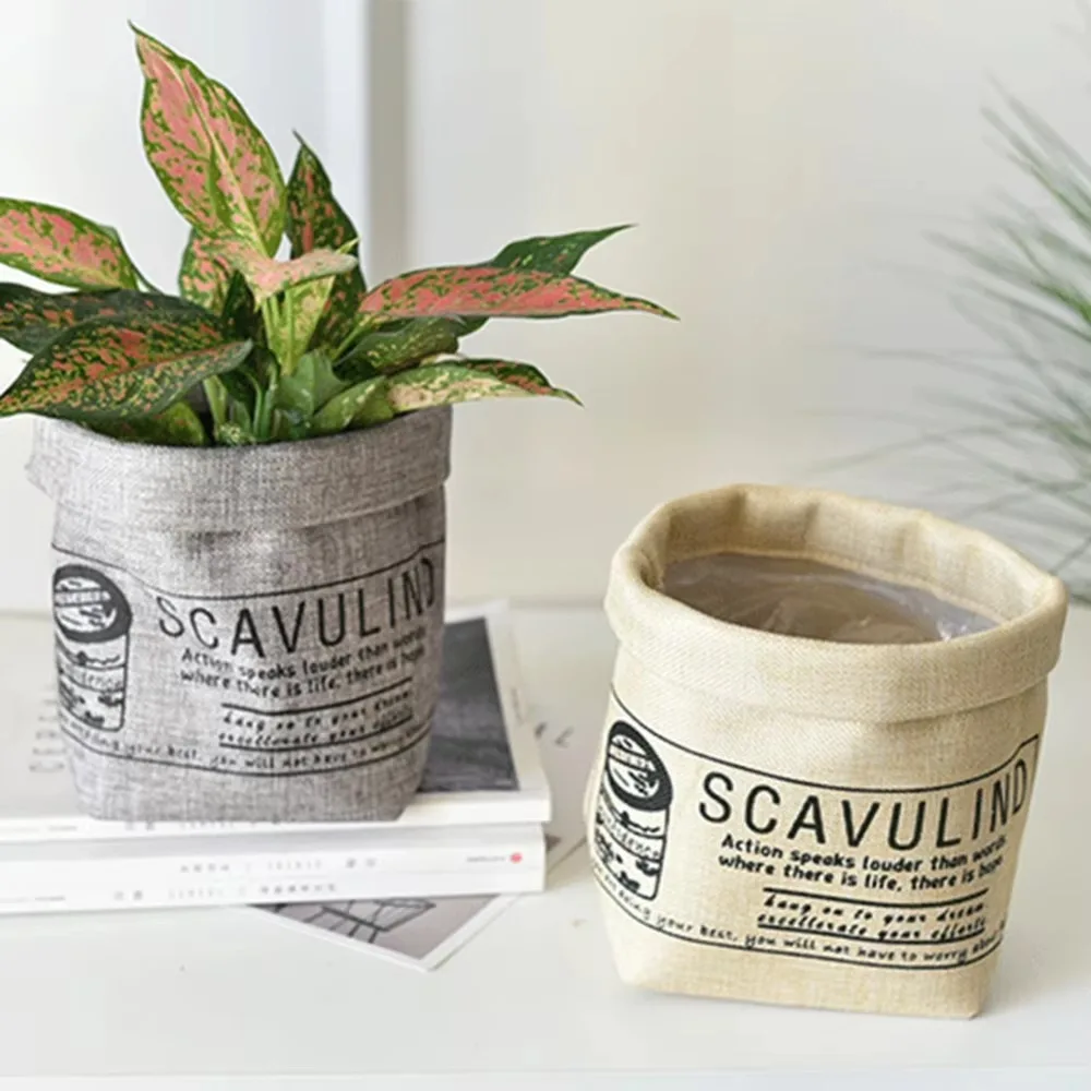 Creative Flower Device Fabric Flower Pots Desktop Home Decoration Storage Bag Can Wash Storage Box Office