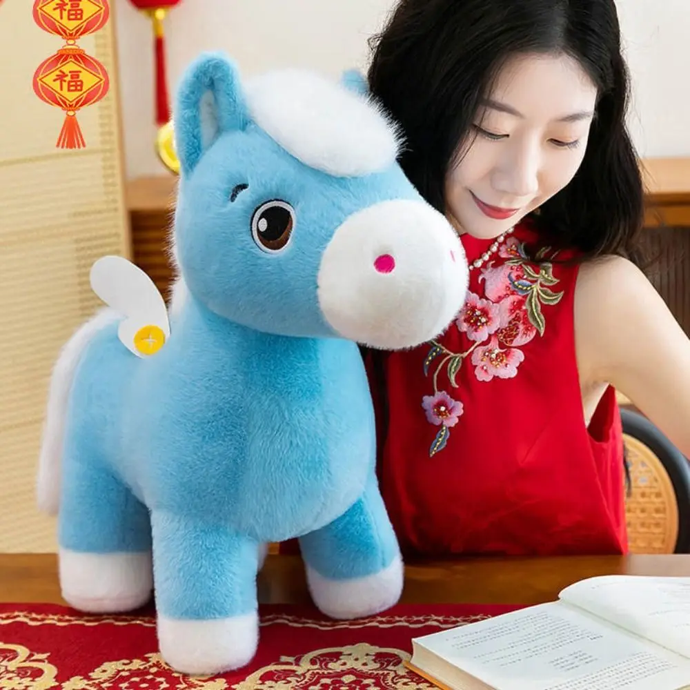 Funny Cartoon Animal Horse Stuffed Lucky Cute Pony 25cm/30cm Red Chinese Zodiac Horse Spring Festival