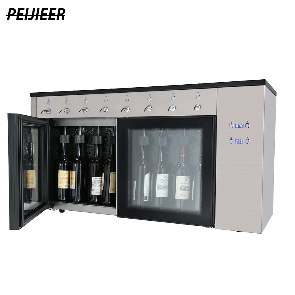 Electric 8 Bottles Stainless Steel Glass Door Wine Dispenser Machine