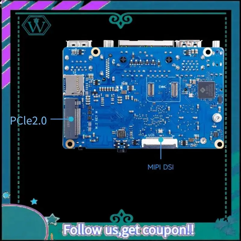 Upgraded For Orange Pi RV2 RAM Single Board Computer DDR4 8-Core RISC-V 2TOPS AI CPU Wifi PCIE SSD Mini PC Support Ubuntu OS
