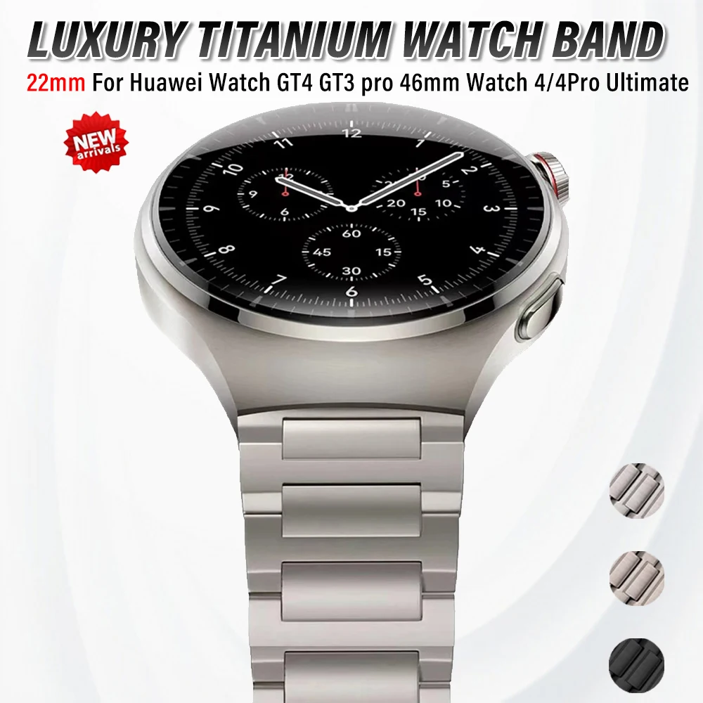 22mm Titanium Bracelet For Huawei Watch GT4 GT3 Pro 46mm 4/4Pro Watch Ultimate GT2 Band For Amazfit GTR 47mm Luxury Matel Strap