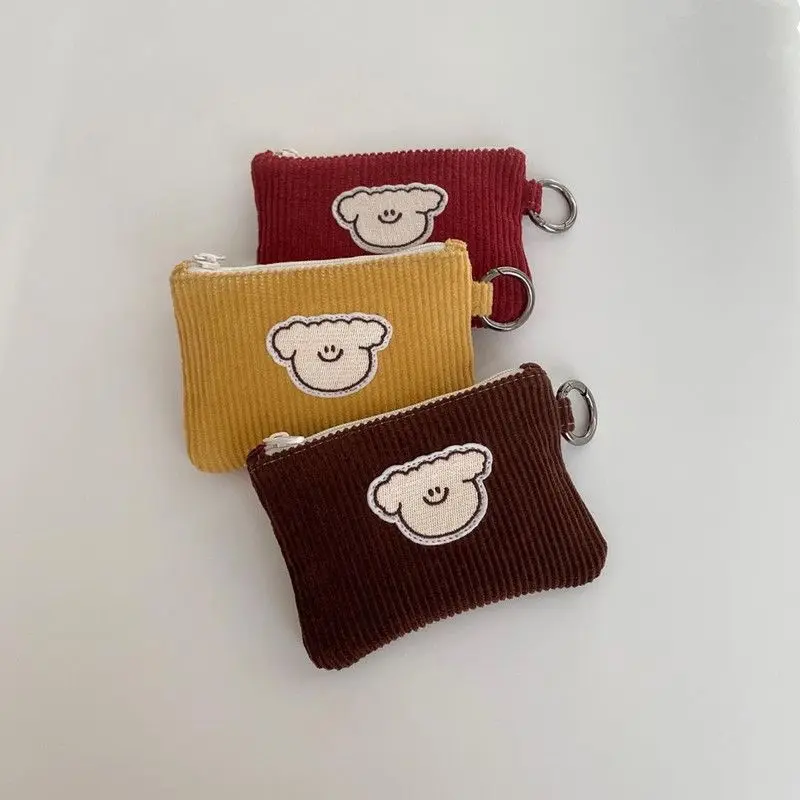 Soft Corduroy Fashion Corduroy Coin Purse Cute Wear Resistant Mini Corduroy Zero Wallet Soft Fashion Waffle Zippered Bag