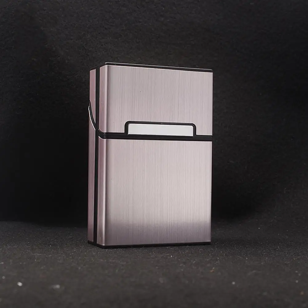 Brushed Aluminum Cigarette Case - 20 Capacity Elegant Metal Holder for Men, Bulk Pack of Gentleman's Smoking Accessories image 3