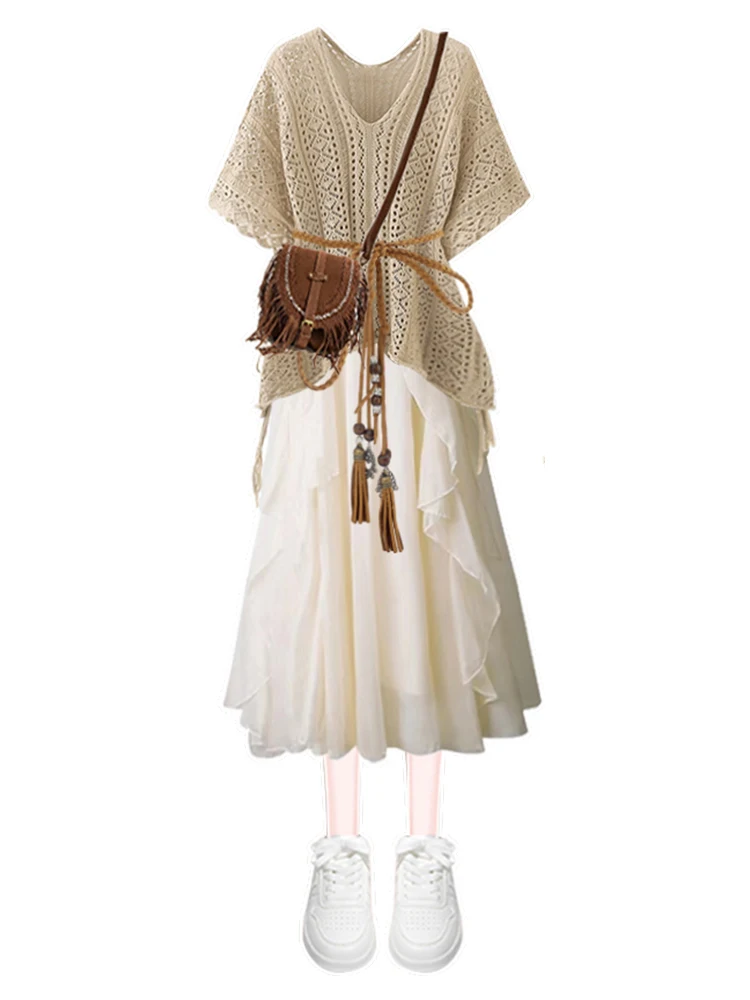 Ele tweedelige set mooie riem Dr lange zomer cover-up Dr casual chique dames Faion Svel-jurk