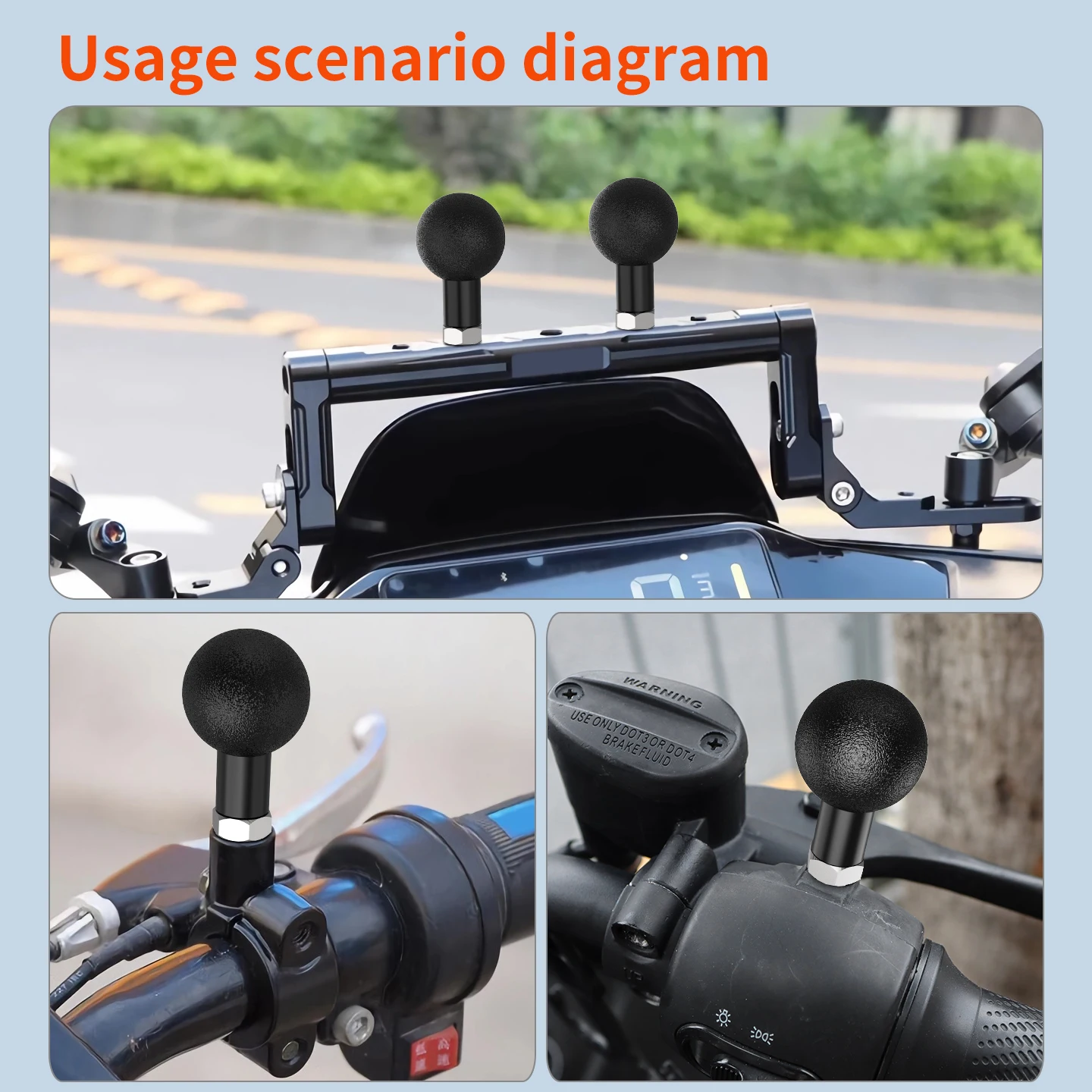 1-Zoll-Kugelkopf-Adapter 1/4 M6 Schraube Anti-Umkehrstift für Kamera Motorrad Fahrrad Telefonhalterung Stativ Selfie Stick Action Kamera – Detail 10