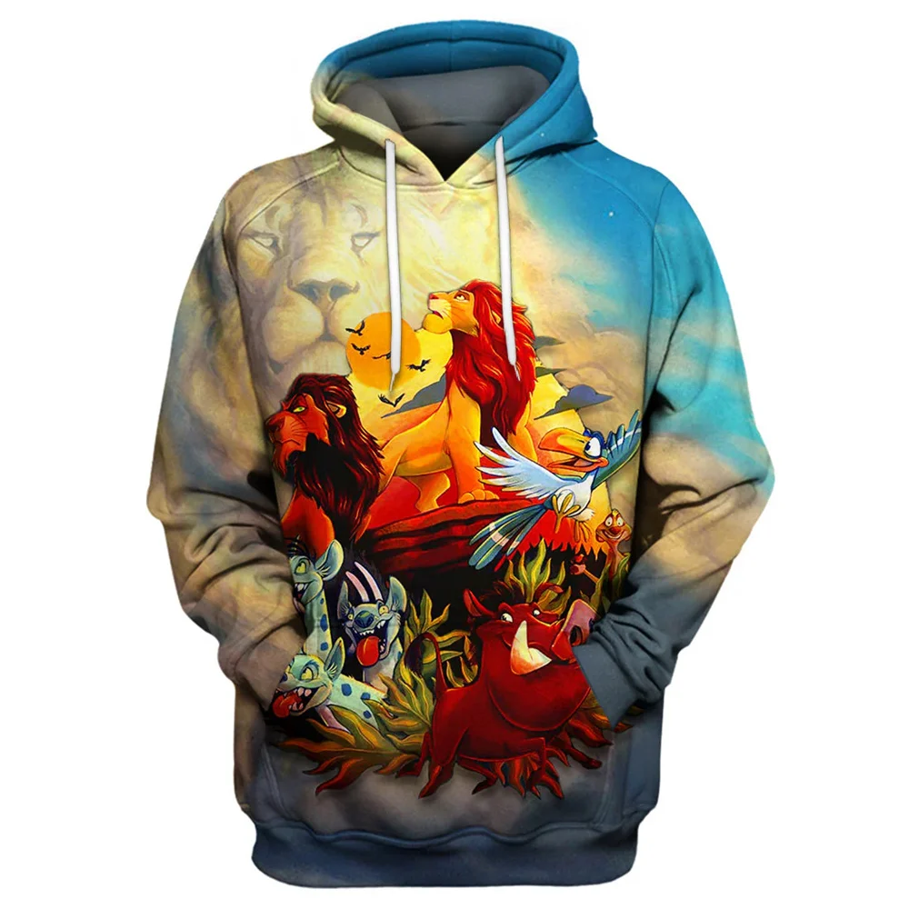 

Spring and Autumn 3D Cartoon Lion King Men and Women Couple Hoodies Children's Street Casual Fashion Sports Large Size Pullover