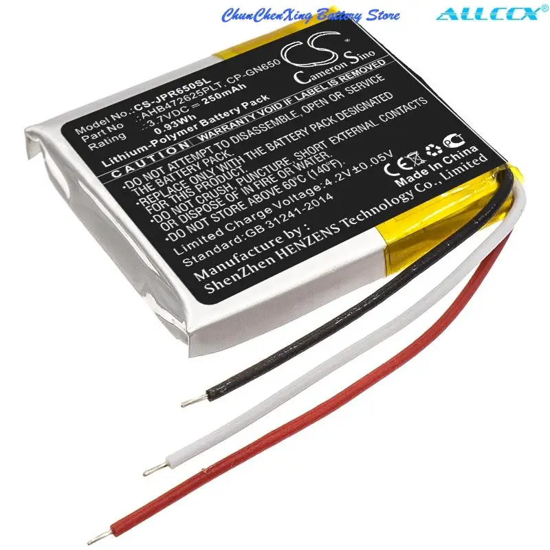 Cameron Sino 250mAh Casque Sans Fil Batterie AHB472625PLT,CP-GN650 pour Jabra Evolve 65