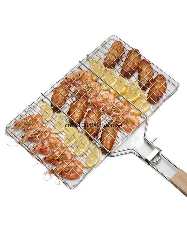 

BBQ family 304 stainless steel grilled fish net grilled fish clip outdoor barbecue splint net barbecue tools