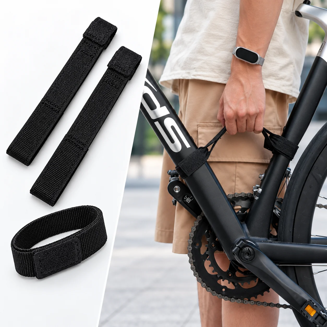 Portable Bicycle Carrying Strap Nylon Bike Lift Handle Stair Climbing Assist Tool for Road Mountain Bike Cycling Accessories