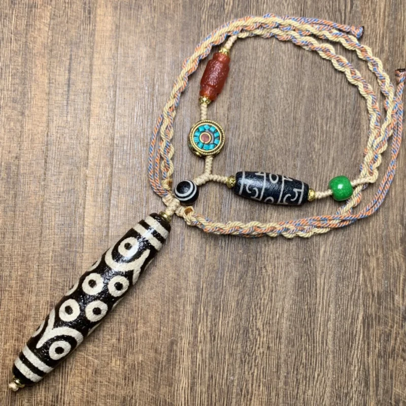 

Tibetan Dragon Scale Phoenix Blood Agate High Oil Coated Pulp 21 Eyes Tibet Beads Necklace Sweater Chain National Fashion Access