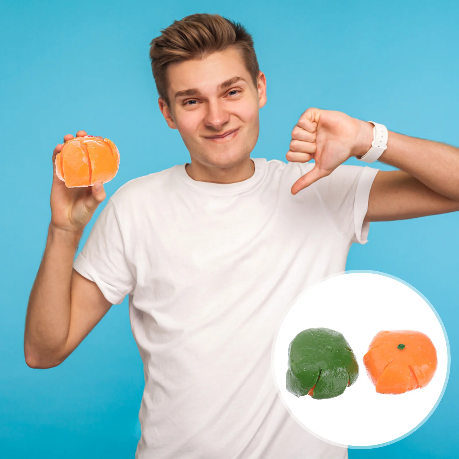 Jouet de décompression en forme d'orange, 2 pièces, anti-Stress, Adorable cadeau éducatif cognitif, jouet de décompression