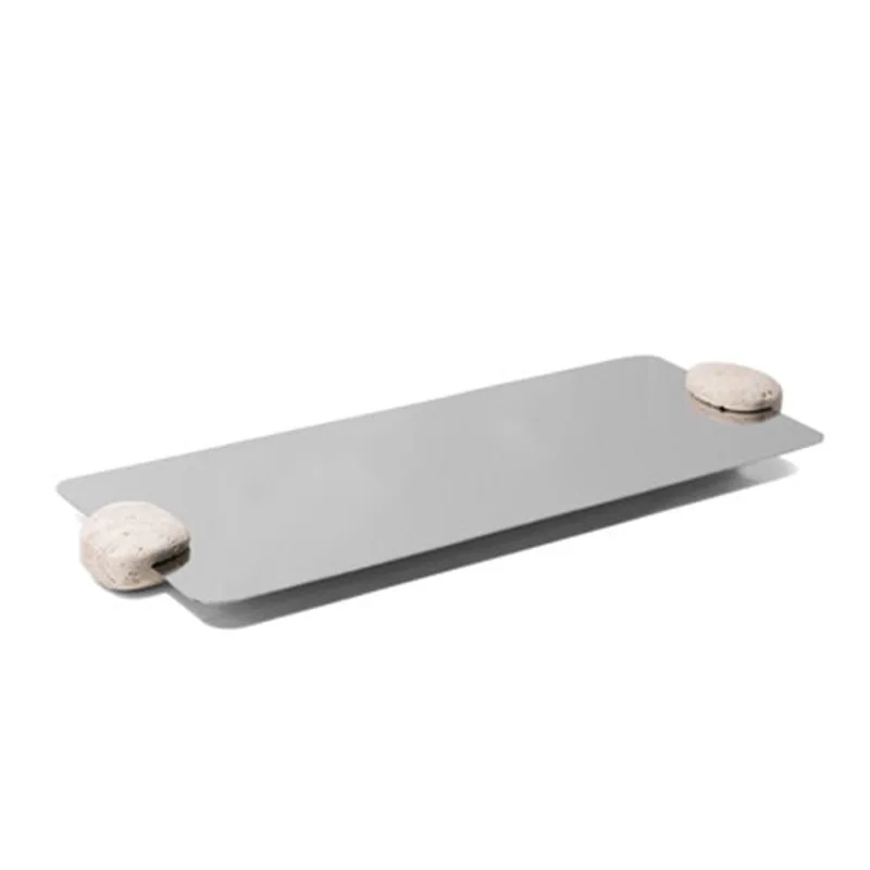

Simple modern marble metal mirror geometric tray ornament, model house sales office entrance coffee