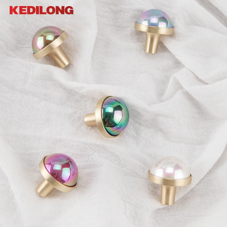 KEDLO European style colorful pearl ball, gold pull handle zinc alloy modern minimalist drawer cabinet multi-color knob