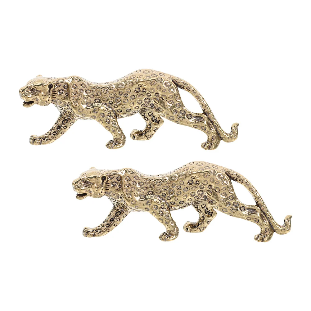 

2Pcs Brass Animal Statue Decor Ornament for Desktop Study Shelf Retro Sculpture Golden Vintage Decoration Gift Idea