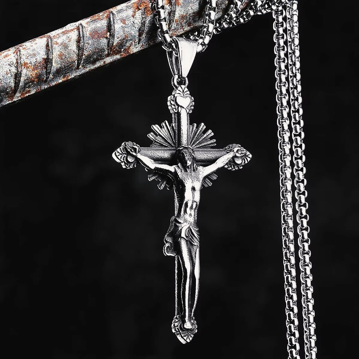 Jesus Exorcism Retro Cross Stainless Steel Men Necklaces Pendant Chain Punk For Women Fashion Jewelry Gift Wholesale Dropshiping