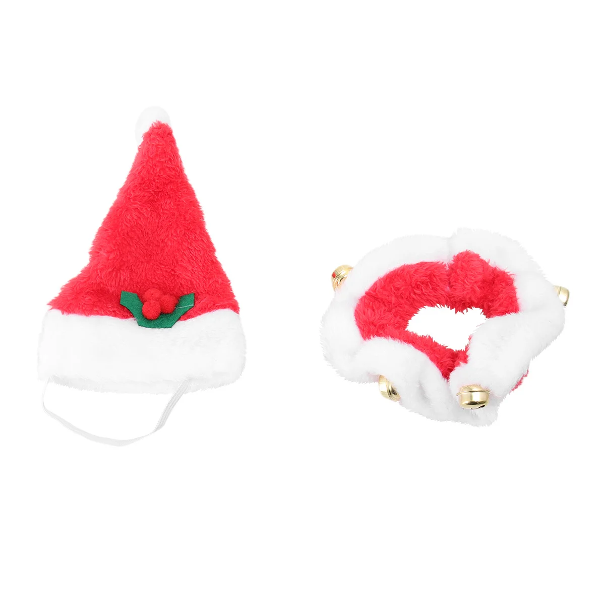 

Santa Hat and Collar for Pets Christmas Dress Up Outfit for Dogs Cats Comfortable Wearable Party Holiday Gift Idea Decor