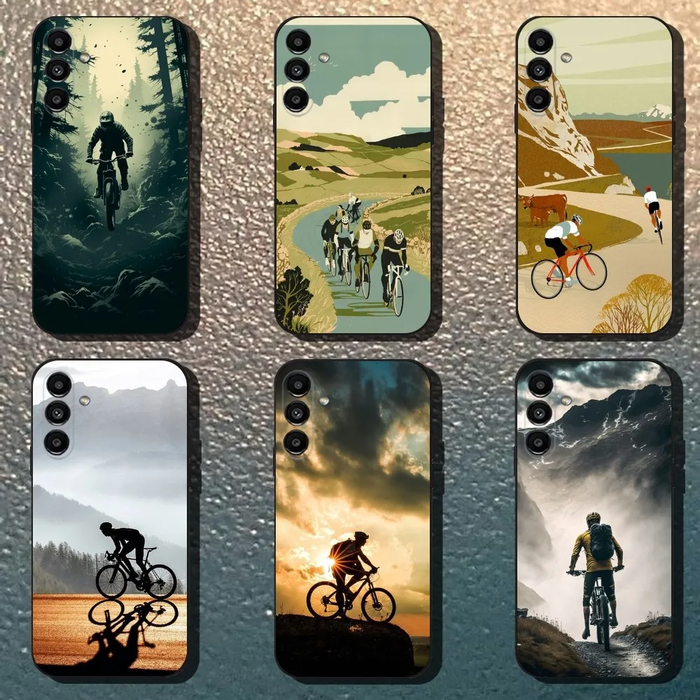 

BIKE CYCLING Phone Case For Samsung Galaxy A13,A21s,A22,A31,A32,A52,A53,A71,A80,Soft Black Shell