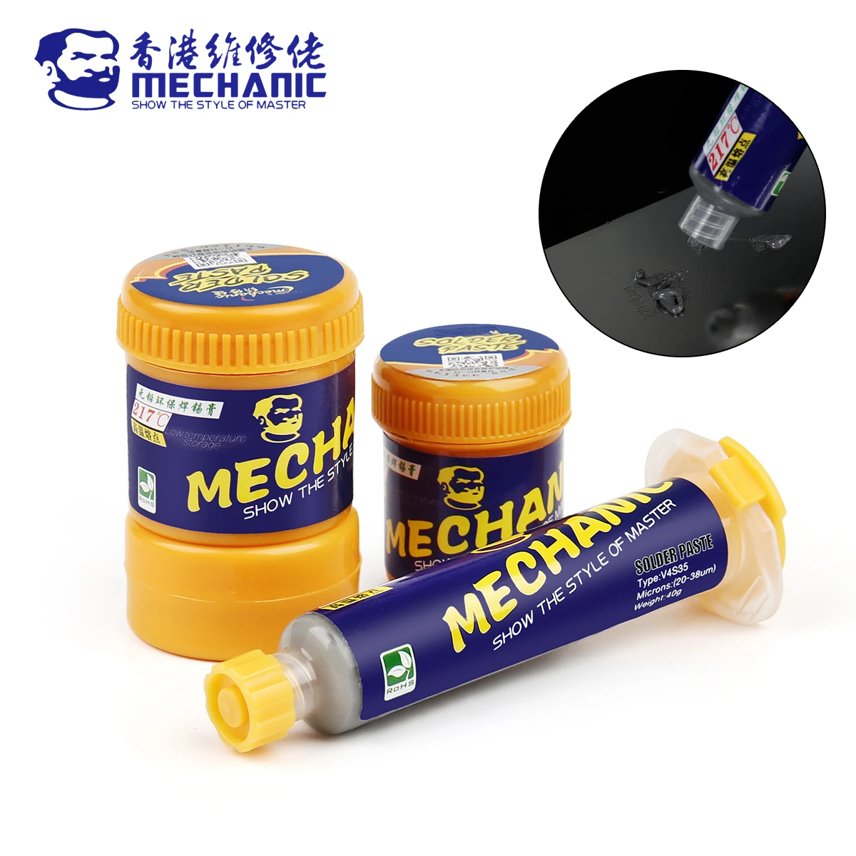 MECHANIC VxS35 Series 217℃ Tin Solder Paste Lead-Free Environment Friendly Soldering Flux for Electronic Component Phone Repair