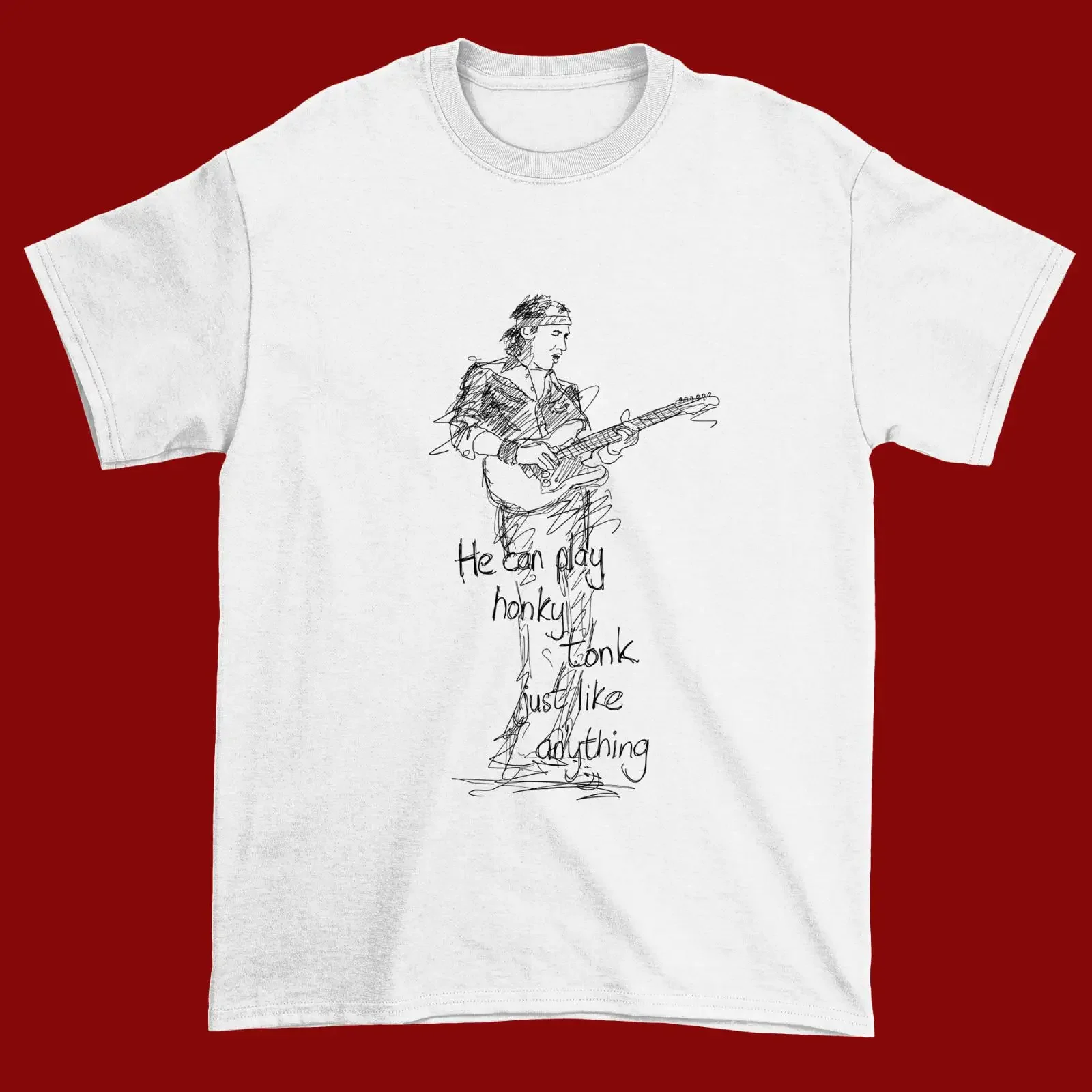 New Mark Knopfler Basic Art  White All Size T Shirt QQ378 vintage Washed designer clothes graphic Comfortable Unisex Stretched