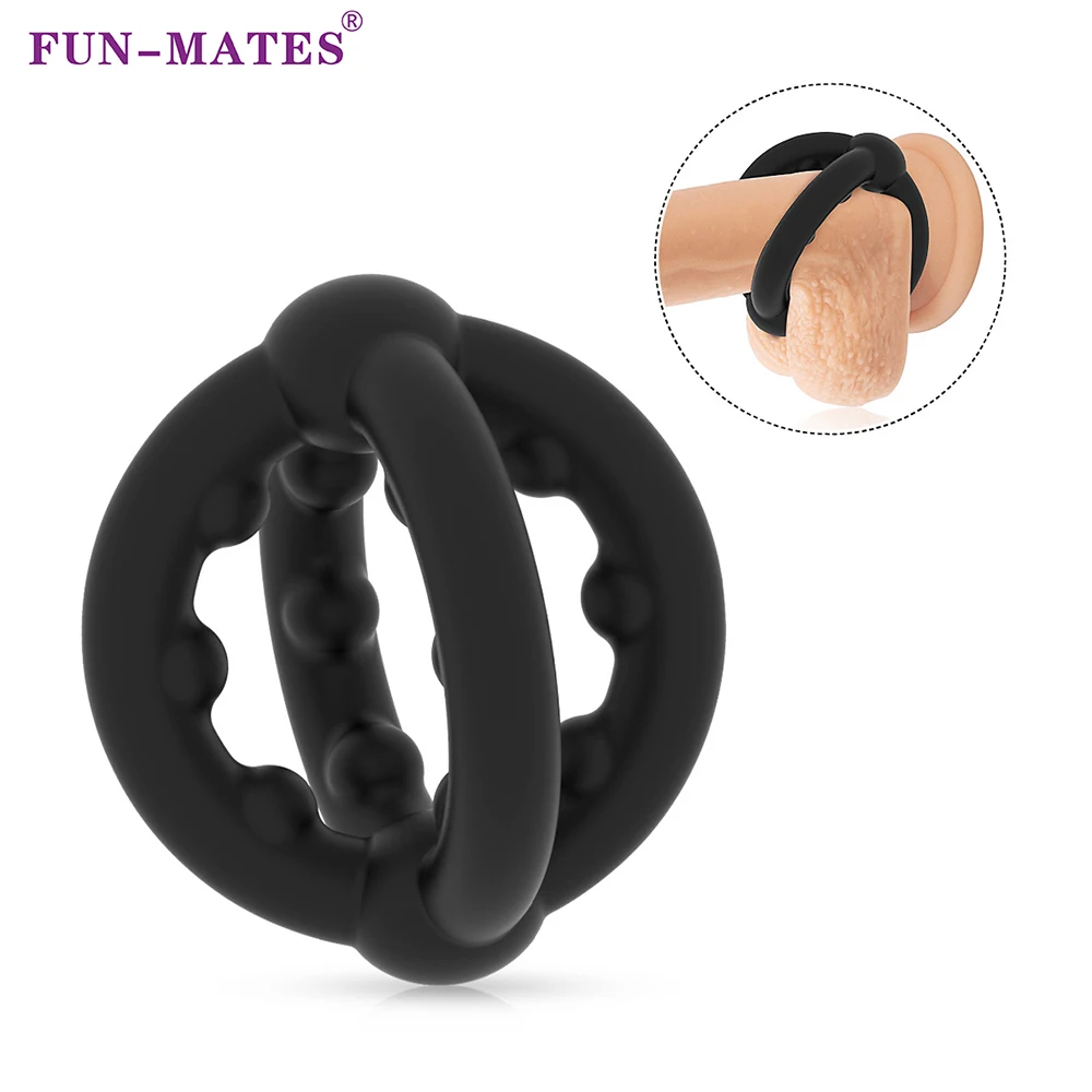 Durable Male Penis Ring Silicone Cock Ring Delay Ejaculation Scrotal Binding Ball Stretcher Enlargement Cockring Sex Toy For Men